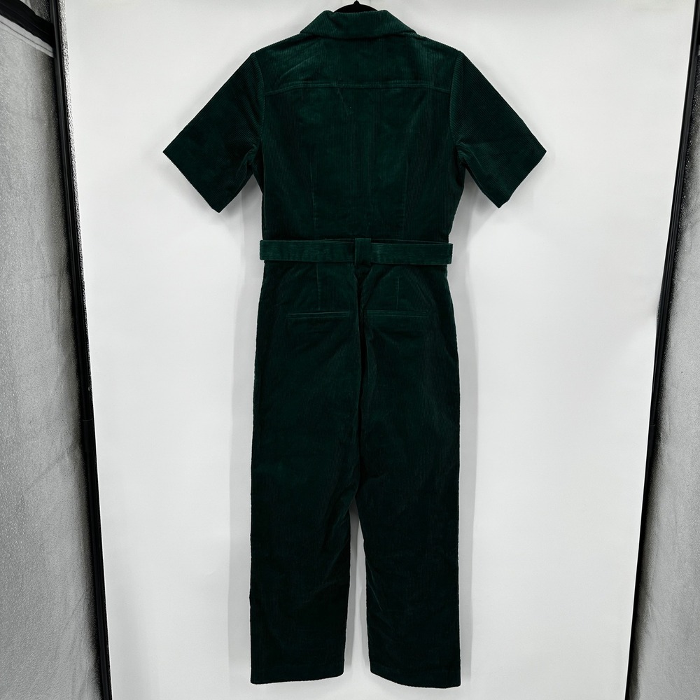 Atelier & Other Stories Green Corduroy Zip Front Belted Utility Jumpsuit Women 6 - Picture 6 of 11